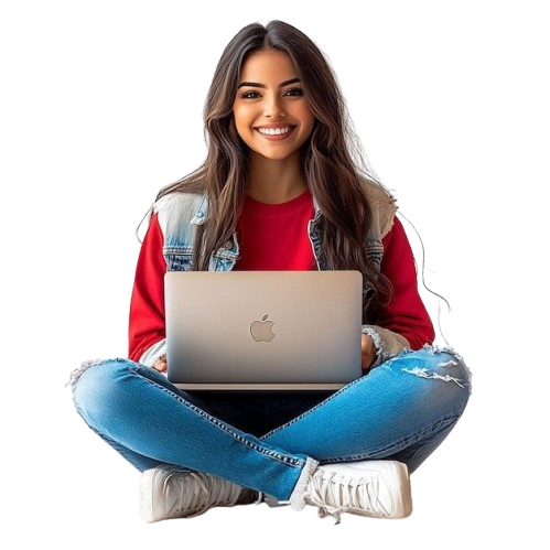 Modern lifestyle image of young woman using technology and computer